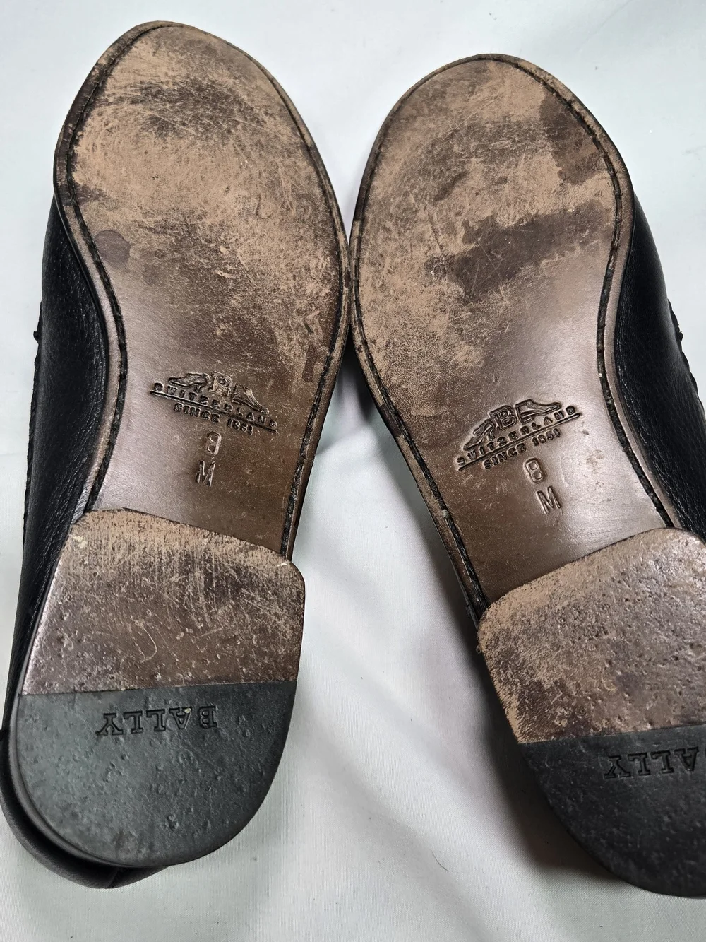 Vintage Bally of Switzerland Black Deerskin Horsebit Loafers Italy Mens 8